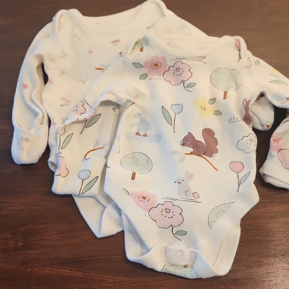 Cream Bodysuit with Whimsical Nature Print